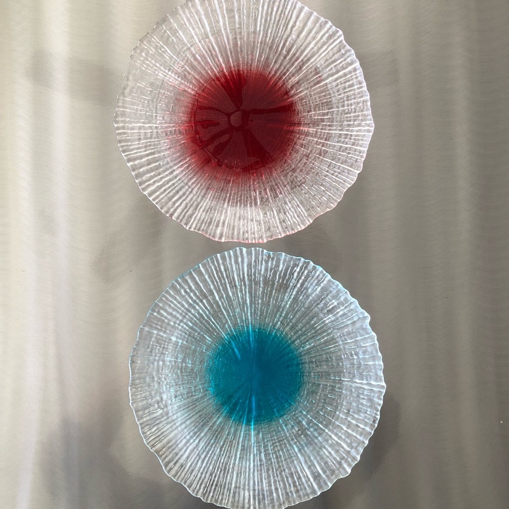 Brand New Colorful Contemporary Art Glass Dish Plates